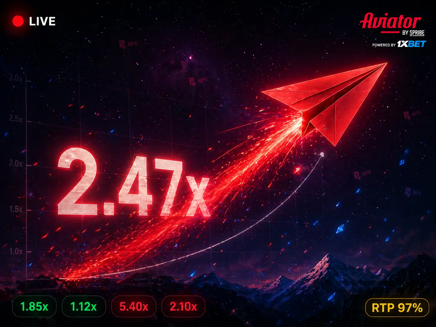 1xBet Aviator crash game by Spribe