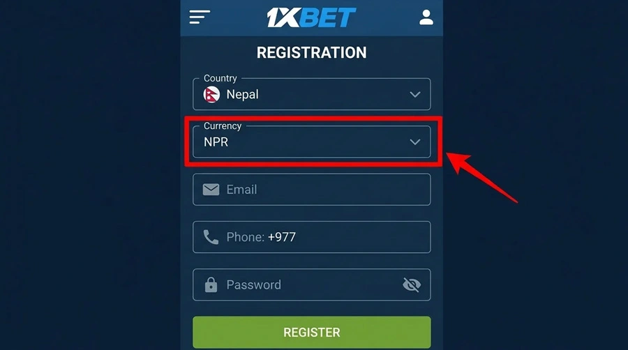 1xBet नेपाल दर्ता फारम